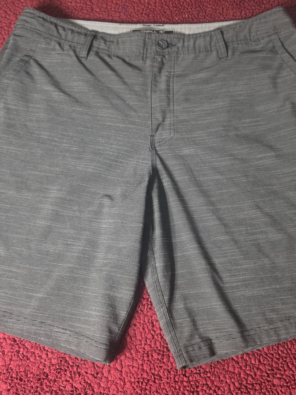 O'Neill Men's Gray Solid Hybrid Hyperfreak Stretch Chino Shorts Flat Front, 38W